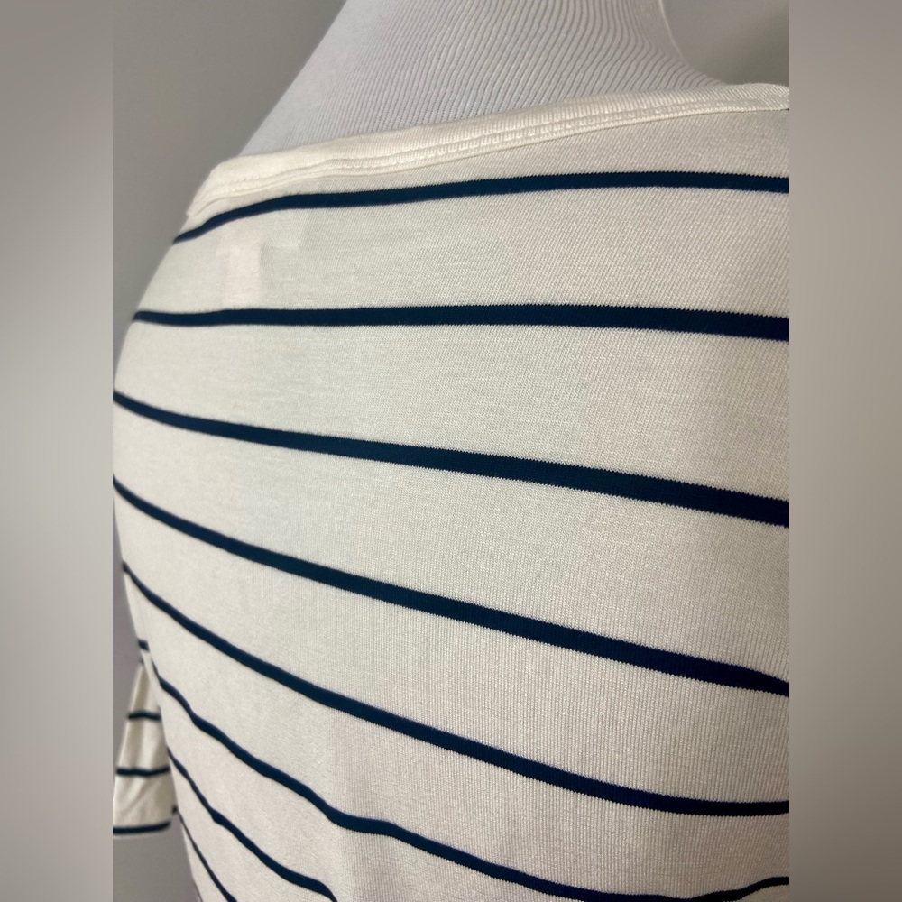 LuLaRoe Julia Dress Black and White Striped Midi Form Fitting - Picture 6 of 7